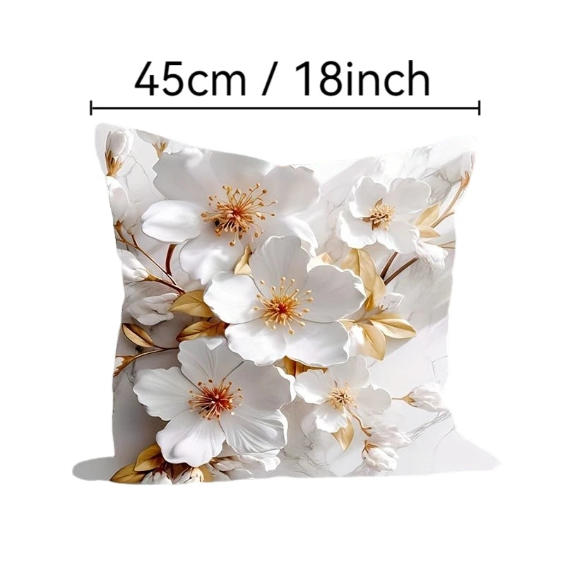 1pc, Super Soft Printed Flowers Fresh Throw Pillow Case，Print Cushion Cover，home decoration，18*18inch