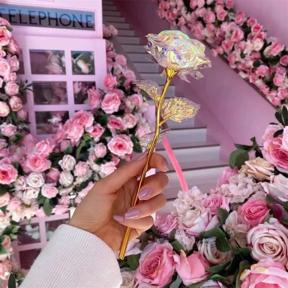 Foil Golden Rose Flower Artificial Flowers 24k Roses Wedding Gift For Guests Home Decor Valentine'S Day Mother'S Day Gifts
