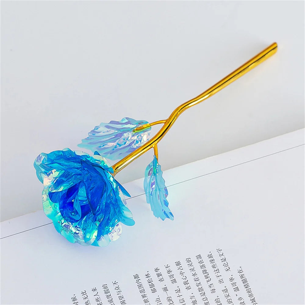 Foil Golden Rose Flower Artificial Flowers 24k Roses Wedding Gift For Guests Home Decor Valentine'S Day Mother'S Day Gifts