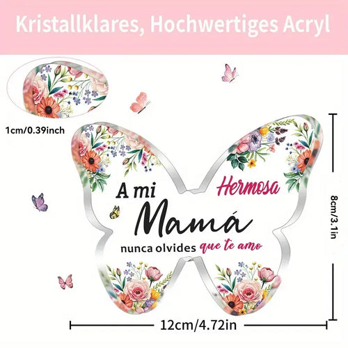1pc Spanish Mom Gift, 2D Acrylic Butterfly Plaque Decoration, Mother'S Day Gift, Birthday Keepsake, Home Office Desk Decor