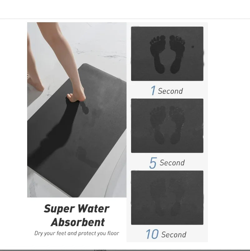VIKAMA Semi-circular Diatomite Floor Mats Soft Absorbent Bathroom Foot Mats Non-slip Entrance Door Mats Home Decoration