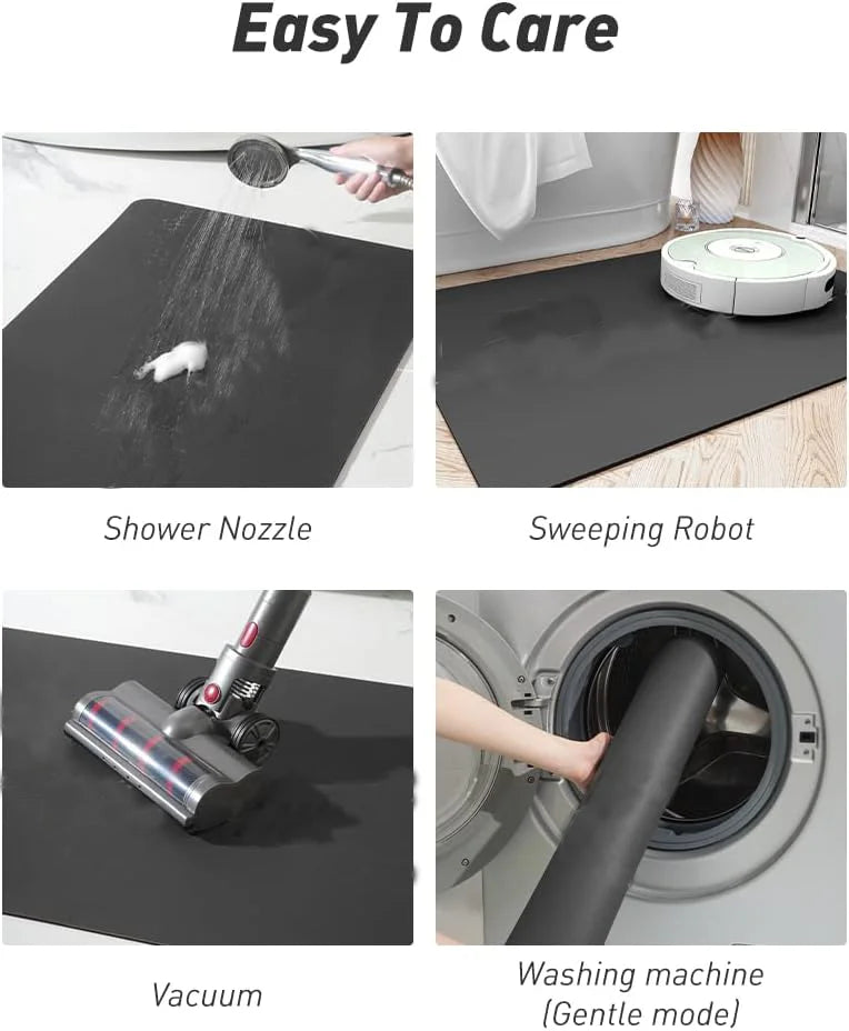 VIKAMA Semi-circular Diatomite Floor Mats Soft Absorbent Bathroom Foot Mats Non-slip Entrance Door Mats Home Decoration