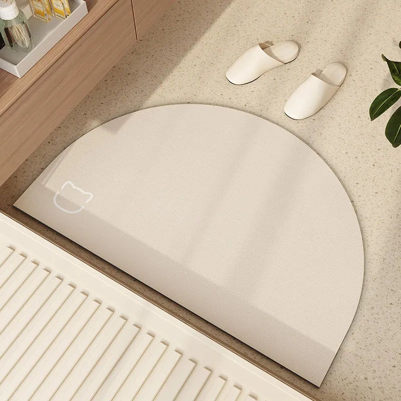 VIKAMA Semi-circular Diatomite Floor Mats Soft Absorbent Bathroom Foot Mats Non-slip Entrance Door Mats Home Decoration