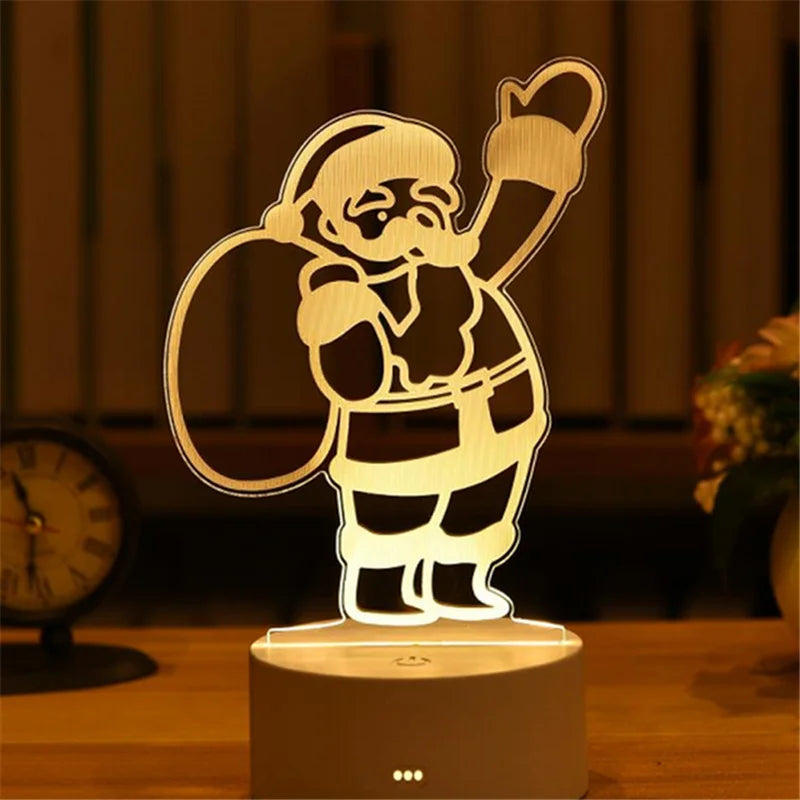 1pc USB Operated Night Light Creative 3D Acrylic Bedroom Bedside LED Table Lamp Ornaments Christmas Holiday Birthday Event Gift