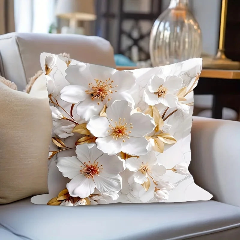 1pc, Super Soft Printed Flowers Fresh Throw Pillow Case，Print Cushion Cover，home decoration，18*18inch