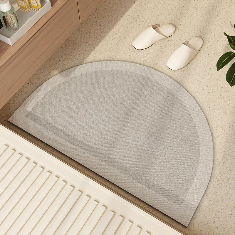 VIKAMA Semi-circular Diatomite Floor Mats Soft Absorbent Bathroom Foot Mats Non-slip Entrance Door Mats Home Decoration