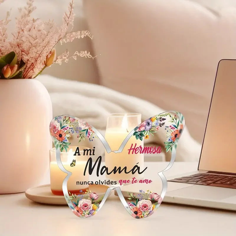 1pc Spanish Mom Gift, 2D Acrylic Butterfly Plaque Decoration, Mother'S Day Gift, Birthday Keepsake, Home Office Desk Decor