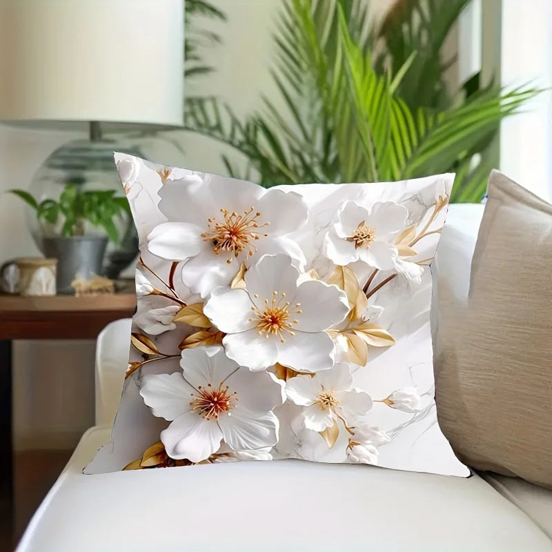 1pc, Super Soft Printed Flowers Fresh Throw Pillow Case，Print Cushion Cover，home decoration，18*18inch