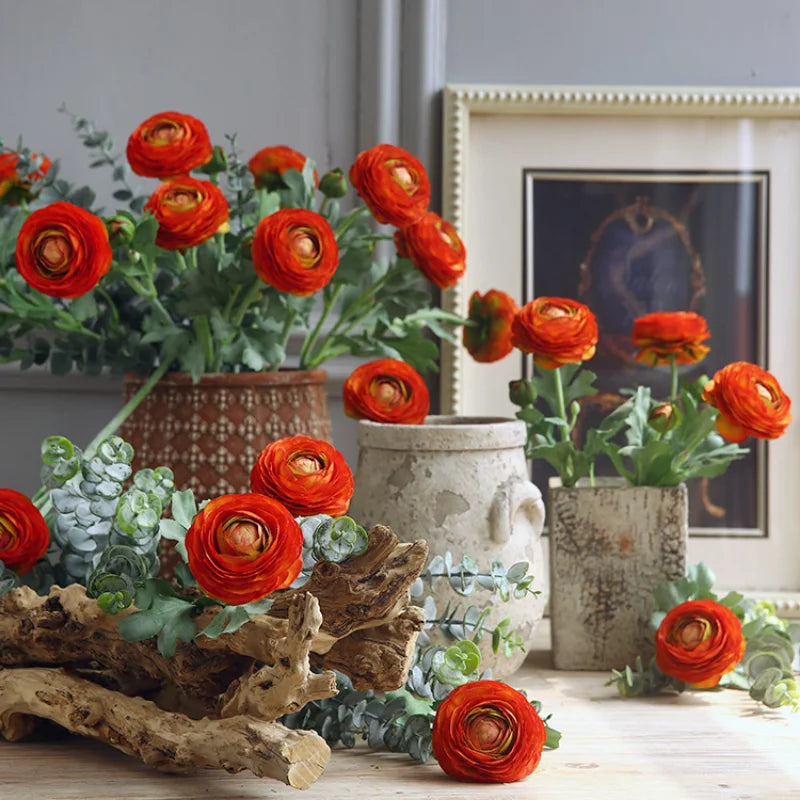 2 Head Dew Lotus Artificial Flowers Home Wedding Decor Arrangement Living Room Dining Table Flower Decoration Indoor Decoration