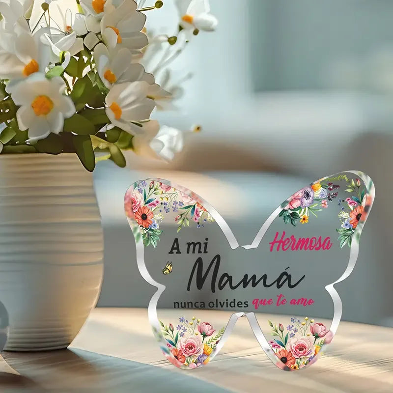 1pc Spanish Mom Gift, 2D Acrylic Butterfly Plaque Decoration, Mother'S Day Gift, Birthday Keepsake, Home Office Desk Decor
