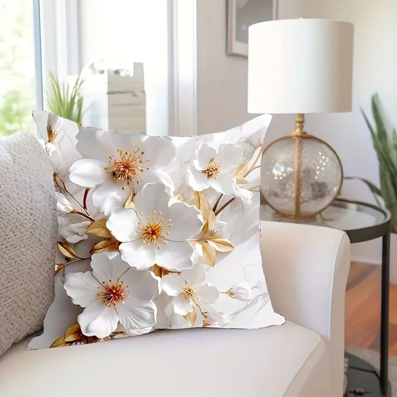 1pc, Super Soft Printed Flowers Fresh Throw Pillow Case，Print Cushion Cover，home decoration，18*18inch