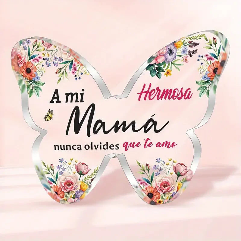1pc Spanish Mom Gift, 2D Acrylic Butterfly Plaque Decoration, Mother'S Day Gift, Birthday Keepsake, Home Office Desk Decor